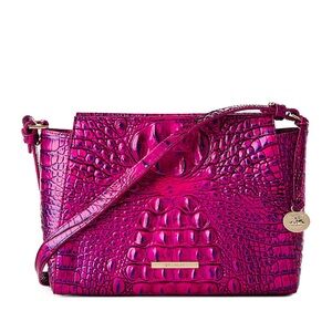 Brahmin Pink Crocodile Embossed Crossbody Bag